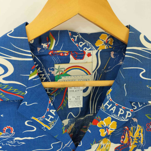 パラダイスファウンド PARADISE FOUND 90s USA製 ウッドボタン コットン アロハ半袖シャツ メンズ M