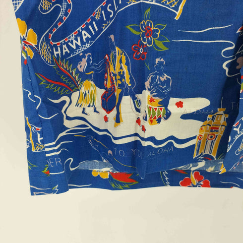 パラダイスファウンド PARADISE FOUND 90s USA製 ウッドボタン コットン アロハ半袖シャツ メンズ M