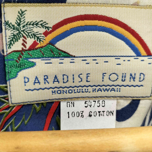 パラダイスファウンド PARADISE FOUND 90s USA製 ウッドボタン コットン アロハ半袖シャツ メンズ M