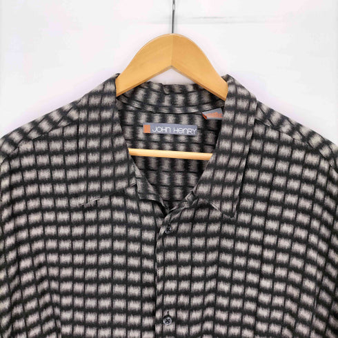 ジョンヘンリー JOHN HENRY 90S-00S レーヨンオープンカラーチェックシャツ メンズ JPN:XL