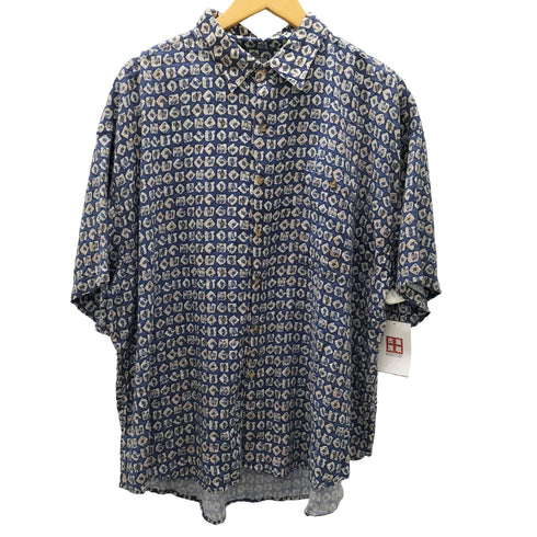 エクスプレッションズ EXPRESSIONS レーヨン100 総柄 レギュラーカラー 半袖 シャツ ビックサイズ メンズ 2XL