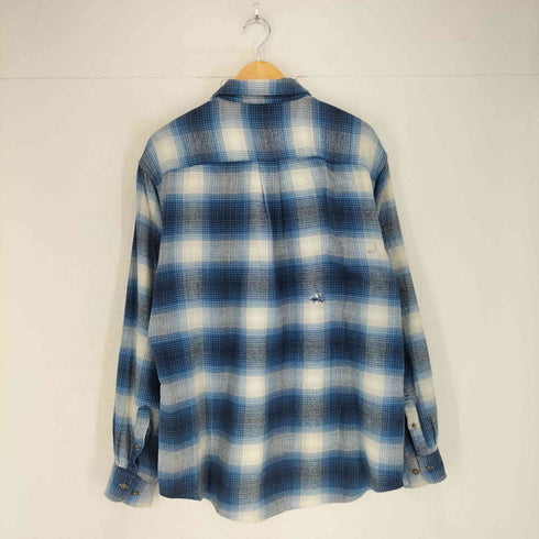 クラフトアンドバロー Croft&Barrow 00S オンブレチェックダメージ加工ボタンダウン長袖ネルシャツ メンズ import:L