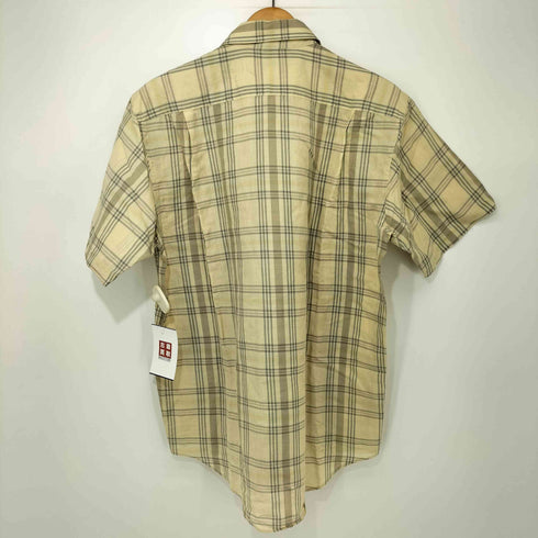 バーバリーズ BURBERRYS ジャガード コットン リネン チェック レギュラーカラー S/S シャツ メンズ import:M