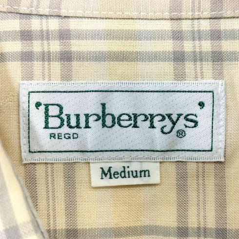 バーバリーズ BURBERRYS ジャガード コットン リネン チェック レギュラーカラー S/S シャツ メンズ import:M