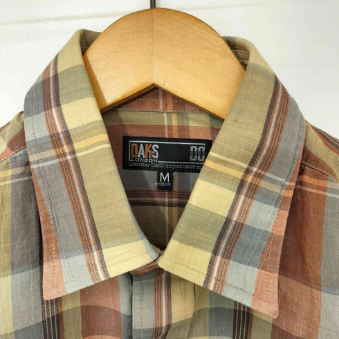 ダックス DAKS レギュラーカラー コットン リネン チェック S/S シャツ メンズ import:M