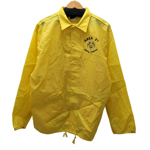 ヒルトン HILTON 90s USA製 AREA 21 プリント ナイロン コーチジャケット 裾 ドローコード メンズ import:XL