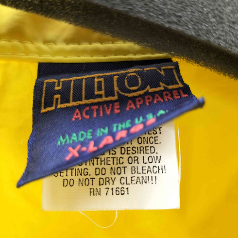 ヒルトン HILTON 90s USA製 AREA 21 プリント ナイロン コーチジャケット 裾 ドローコード メンズ import:XL