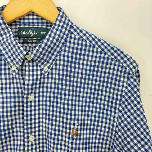 ラルフローレン RALPH LAUREN SLIM FIT ポニー 刺繍 ギンガムチェック 長袖 シャツ メンズ import:M