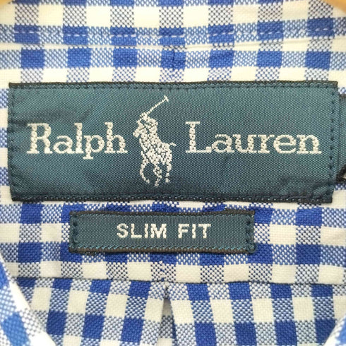 ラルフローレン RALPH LAUREN SLIM FIT ポニー 刺繍 ギンガムチェック 長袖 シャツ メンズ import:M
