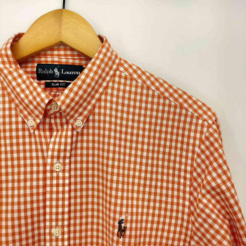ラルフローレン RALPH LAUREN SLIM FIT ポニー 刺繍 ギンガムチェック 長袖 シャツ メンズ import:M