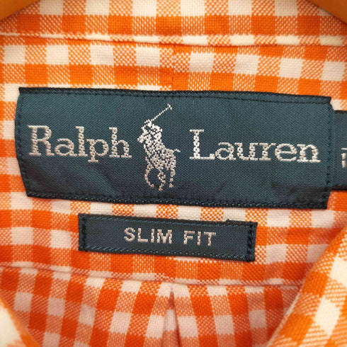 ラルフローレン RALPH LAUREN SLIM FIT ポニー 刺繍 ギンガムチェック 長袖 シャツ メンズ import:M