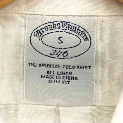 ブルックスブラザーズ 346 BROOKS BROTHERS SLIM FIT リネン 長袖 ポロカラー シャツ メンズ import:S