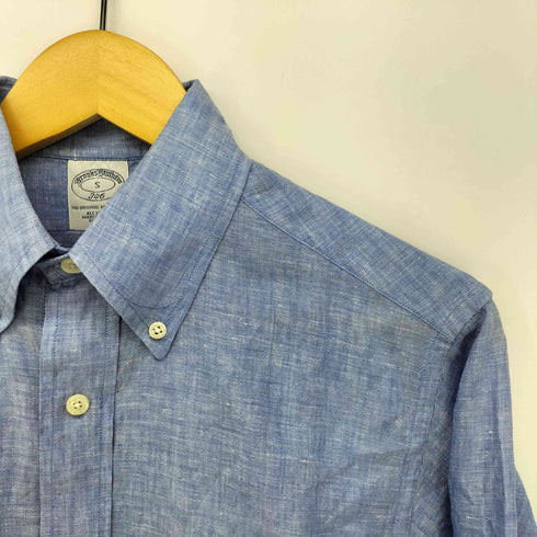 ブルックスブラザーズ 346 BROOKS BROTHERS SLIM FIT リネン 長袖 ポロカラー シャツ メンズ import:S