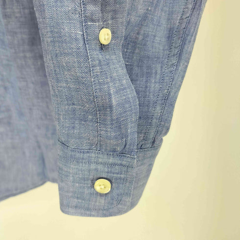 ブルックスブラザーズ 346 BROOKS BROTHERS SLIM FIT リネン 長袖 ポロカラー シャツ メンズ import:S