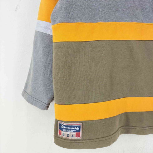 チャンピオン Champion 90s ロゴ刺繍 切替 ハーフジップ ハイネック スウェット メンズ import:M