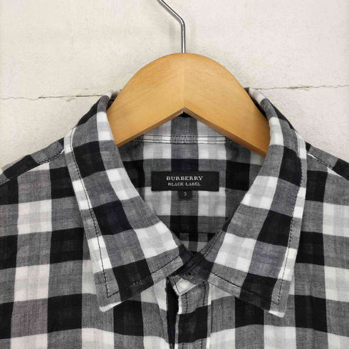 バーバリーブラックレーベル BURBERRY BLACK LABEL パッチポケット 半袖チェックシャツ メンズ JPN:3