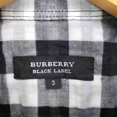 バーバリーブラックレーベル BURBERRY BLACK LABEL パッチポケット 半袖チェックシャツ メンズ JPN:3