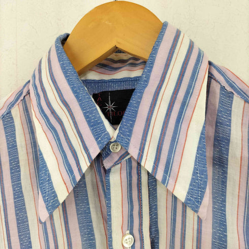 70s USA製 TALLMAN BY BLOCK 襟芯 ストライプ シャツ メンズ import:M