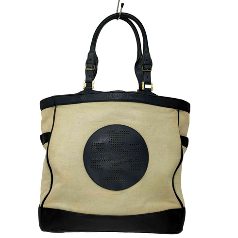 トリーバーチ TORY BURCH キャンバス レザー切替 ロゴ パンチング トート バッグ レディース
