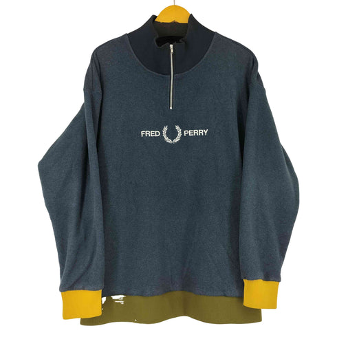フレッドペリー FRED PERRY ロゴ刺繍 ハーフジップ プルオーバー フリース メンズ