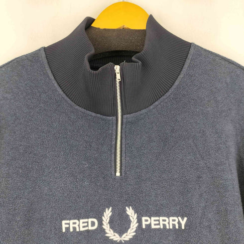フレッドペリー FRED PERRY ロゴ刺繍 ハーフジップ プルオーバー フリース メンズ
