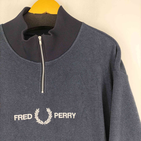 フレッドペリー FRED PERRY ロゴ刺繍 ハーフジップ プルオーバー フリース メンズ