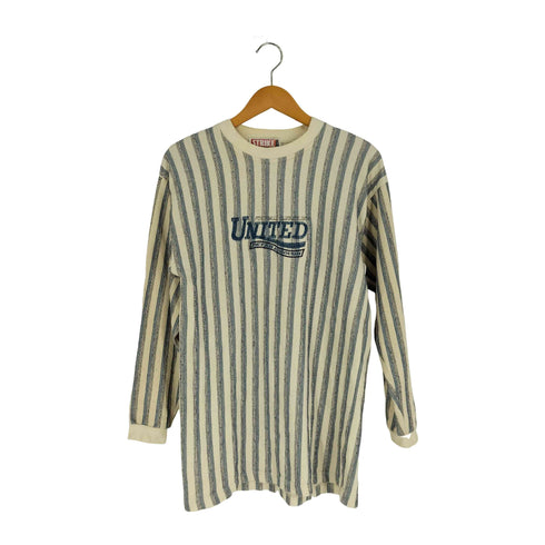 STRIKE FORCE イギリス製 PETER BOROUGH 刺繍 ストライプ クルーネック ロングスリーブ Tシャツ メンズ