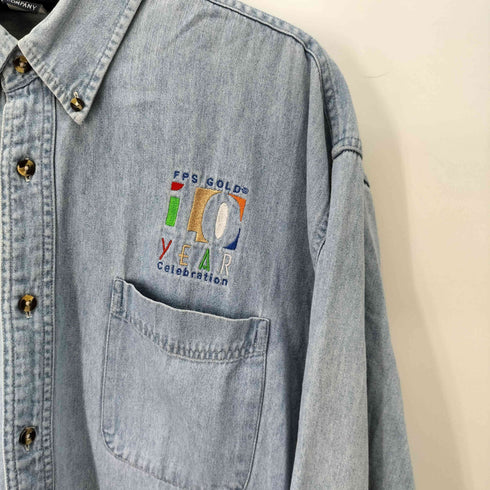 ポートアンドカンパニー PORT and COMPANY 企業ロゴ 刺繍ボタンダウンデニムシャツ メンズ import:XL