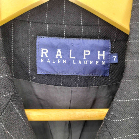 ラルフローレン RALPH LAUREN ピンストライプ ピークドラペル ダブルブレスト テーラードジャケット レディース