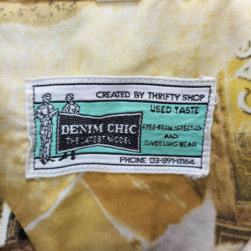 DENIM CHIC 70-80S 総柄 開襟 レーヨン 長袖シャツ メンズ FREE