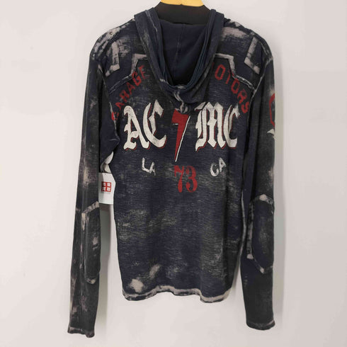 AFFLICTION USA製 袖サーマル フルプリントプルオーバーパーカーY2K メンズ JPN:M
