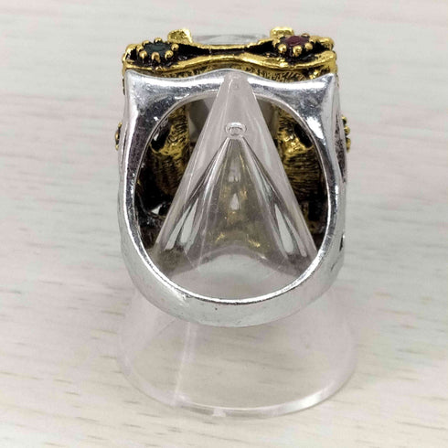 コンビ スクエア ストーン リング メンズ 18号