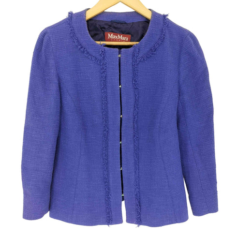 マックスマーラステュディオ MAX MARA STUDIO ノーカラー フリンジ ツイードジャケット レディース JPN:42