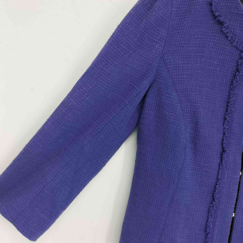マックスマーラステュディオ MAX MARA STUDIO ノーカラー フリンジ ツイードジャケット レディース JPN:42