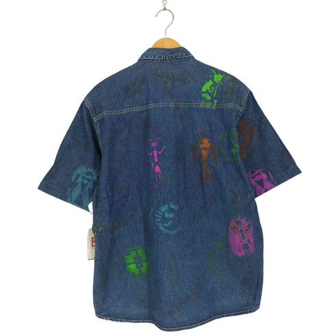 BLUE DENIM ペンキ加工半袖デニムシャツ メンズ M