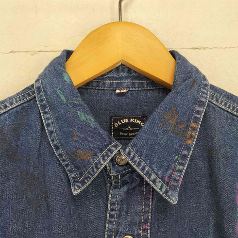 BLUE DENIM ペンキ加工半袖デニムシャツ メンズ M