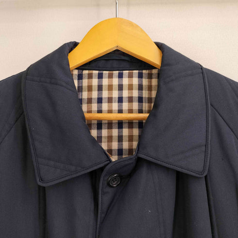 アクアスキュータム AQUASCUTUM 70-80S 英国製 ステンカラーコート 裏地チェック メンズ