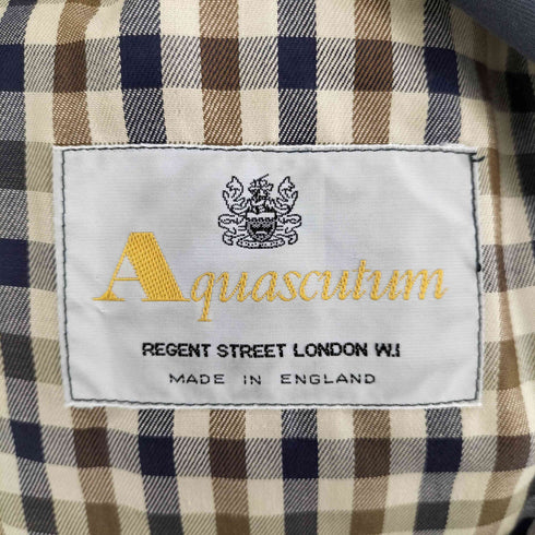 アクアスキュータム AQUASCUTUM 70-80S 英国製 ステンカラーコート 裏地チェック メンズ