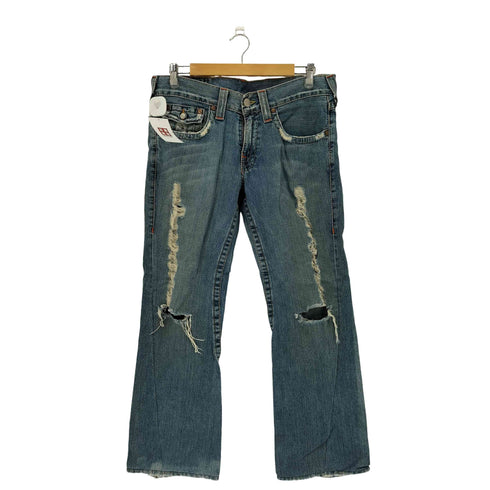 トゥルーレリジョン TRUE RELIGION USA製 クラッシュデニム ストレートパンツ Y2K メンズ 32×32