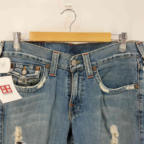 トゥルーレリジョン TRUE RELIGION USA製 クラッシュデニム ストレートパンツ Y2K メンズ 32×32