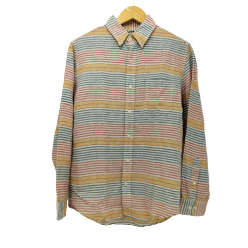 エルエルビーン L.L.Bean レギュラーカラー マルチボーダー リネン L/S シャツ メンズ import:M