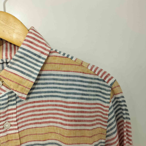 エルエルビーン L.L.Bean レギュラーカラー マルチボーダー リネン L/S シャツ メンズ import:M