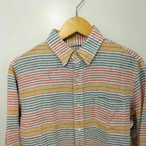 エルエルビーン L.L.Bean レギュラーカラー マルチボーダー リネン L/S シャツ メンズ import:M