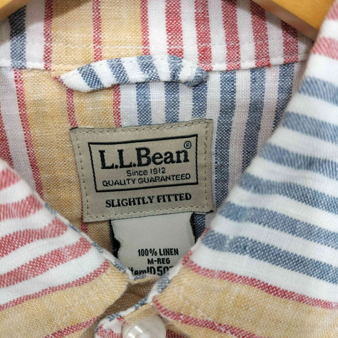 エルエルビーン L.L.Bean レギュラーカラー マルチボーダー リネン L/S シャツ メンズ import:M