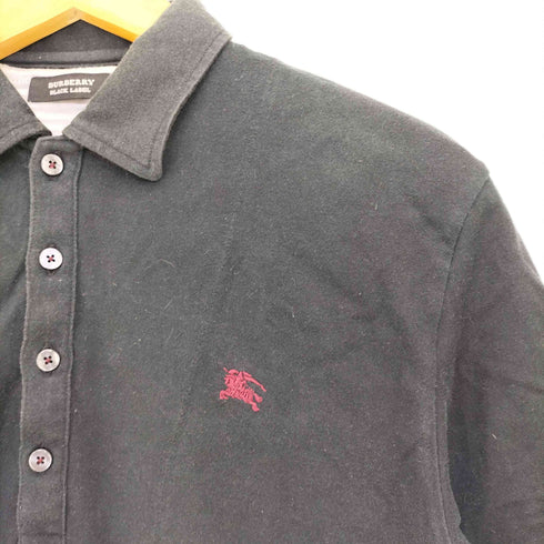 バーバリーブラックレーベル BURBERRY BLACK LABEL ロゴ刺繍 コットン ボーダーレイヤード ポロシャツ メンズ JPN:3