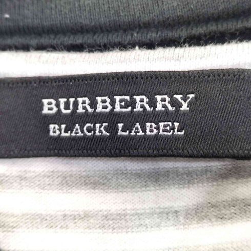 バーバリーブラックレーベル BURBERRY BLACK LABEL ロゴ刺繍 コットン ボーダーレイヤード ポロシャツ メンズ JPN:3