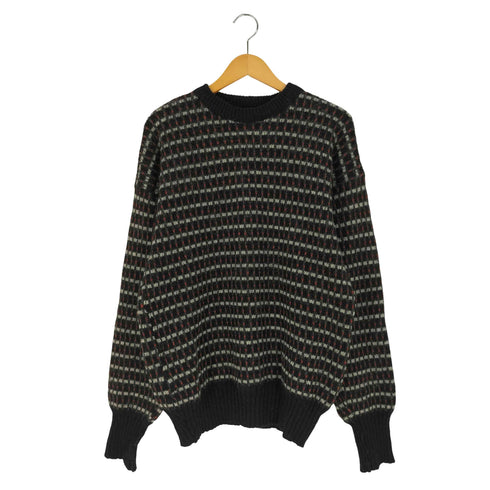 KARRSON KNITWEAR ノルウェー製 ウールレーヨン バーズアイ クルーネックニット メンズ
