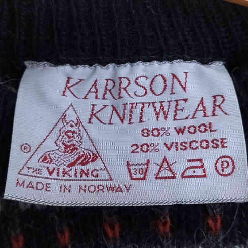 KARRSON KNITWEAR ノルウェー製 ウールレーヨン バーズアイ クルーネックニット メンズ