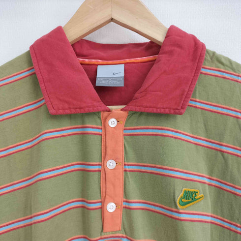 ナイキ NIKE 00S ロゴパッチ ボーダー ポロシャツ メンズ import:M