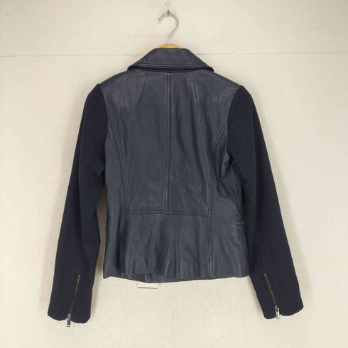 バナナリパブリック BANANA REPUBLIC 00S 袖ウール切替 ラムレザーダブルライダースジャケット レディース XS